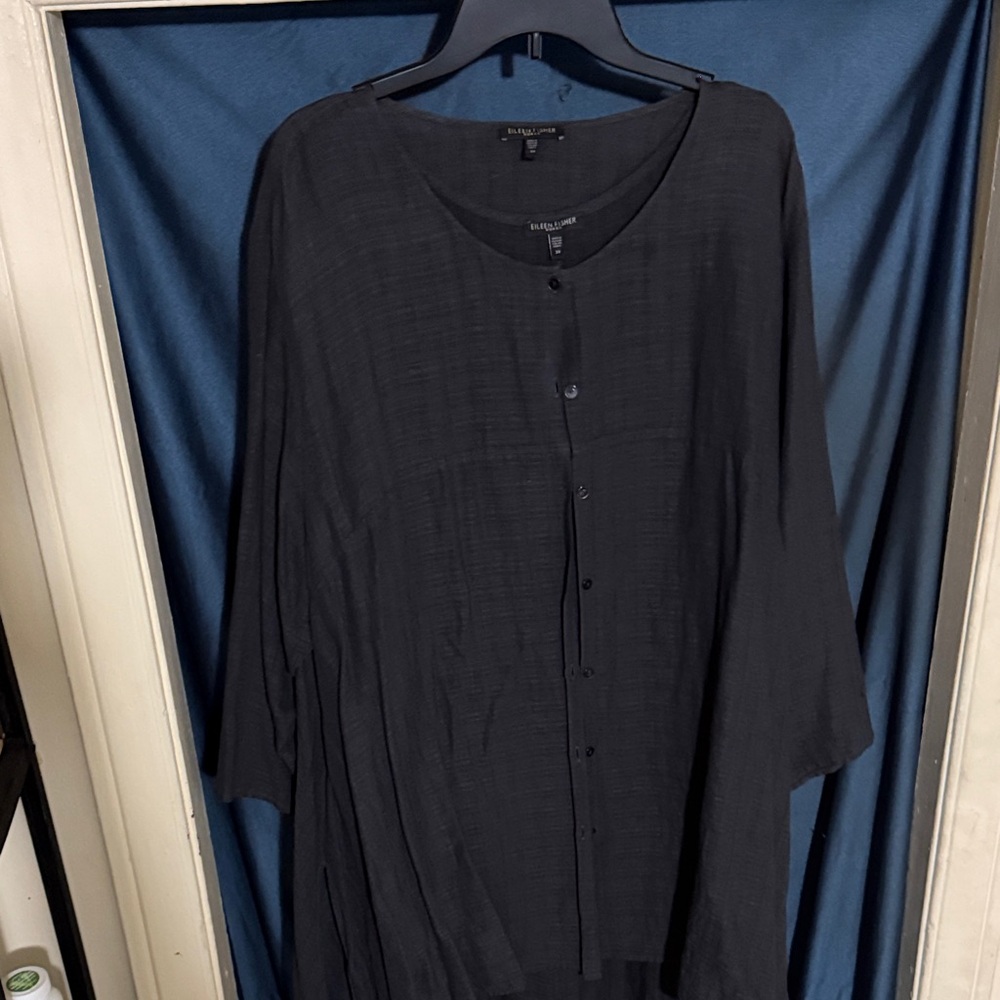 Eileen Fisher Charcoal Lightweight Button-Down Shirt Jacket and Dress Set